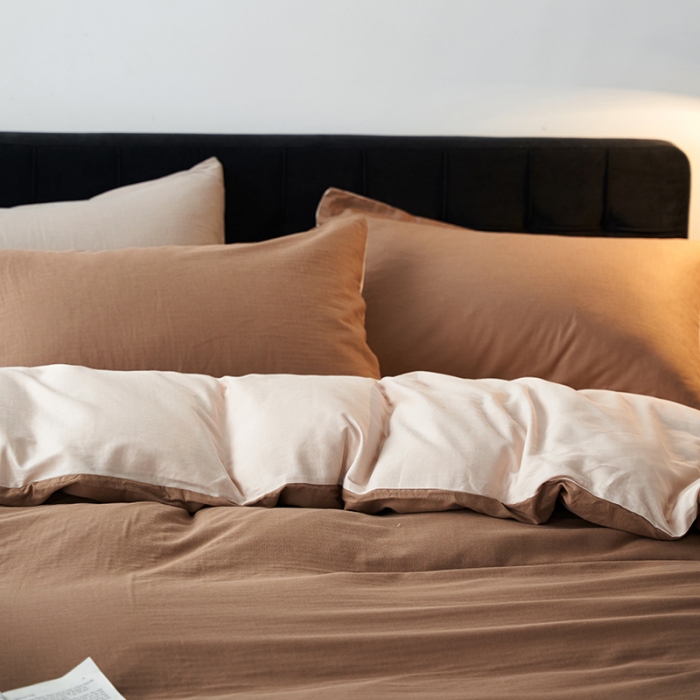 91家纺网 家纺一手货源 找家纺 （总）荣轩 2023新款A类双层纱全棉四件套简约款-风格二