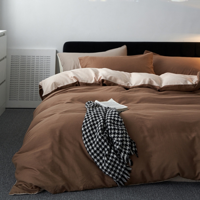 91家纺网 家纺一手货源 找家纺 （总）荣轩 2023新款A类双层纱全棉四件套简约款-风格二