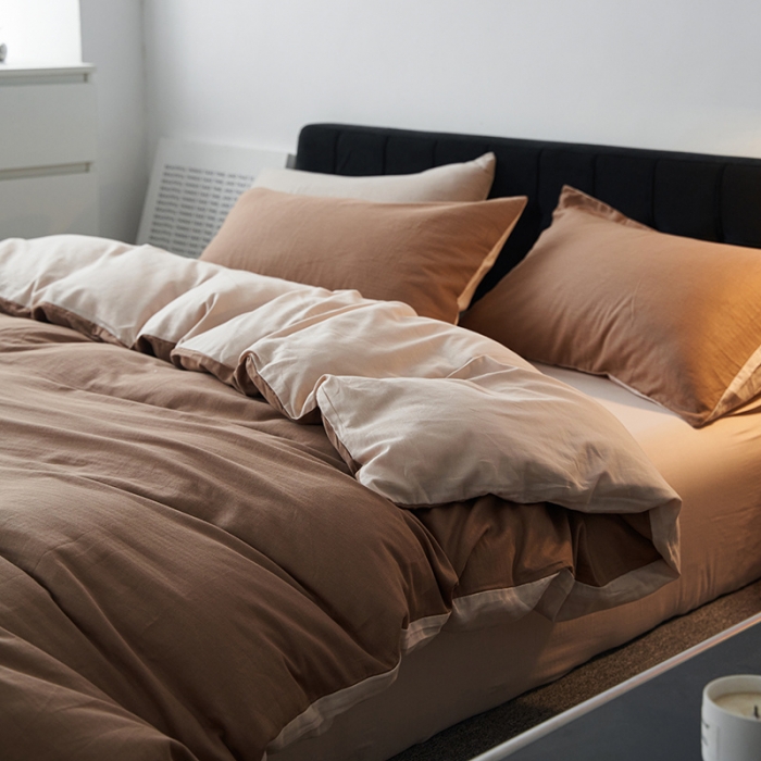 91家纺网 家纺一手货源 找家纺 （总）荣轩 2023新款A类双层纱全棉四件套简约款-风格二