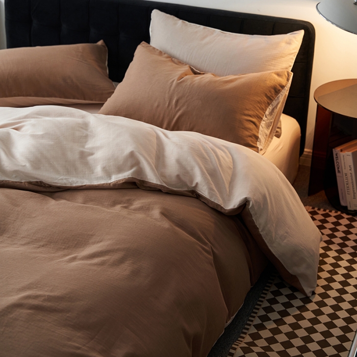 91家纺网 家纺一手货源 找家纺 （总）荣轩 2023新款A类双层纱全棉四件套简约款-风格二