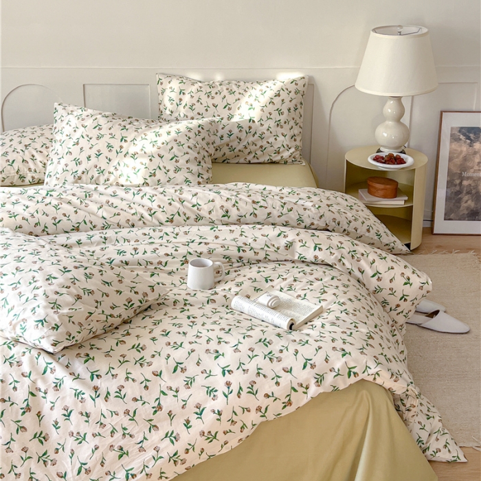 91家纺网 家纺一手货源 找家纺 棉眠 2023春夏新品纯棉复古花园四件套 古巴爱情