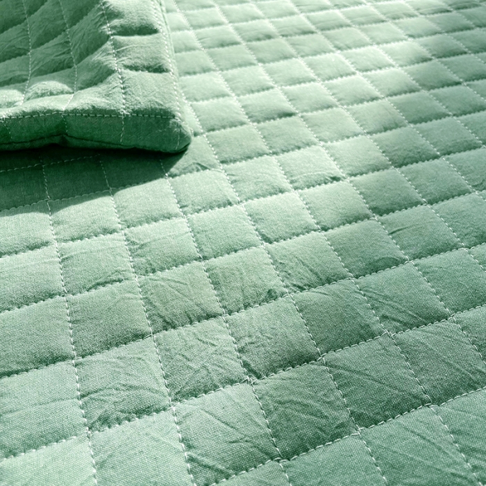 91家纺网 家纺一手货源 找家纺 忘忧草 2023新款全棉色织水洗棉床裙纯棉夹棉加厚纯色无印 格韵-豆绿