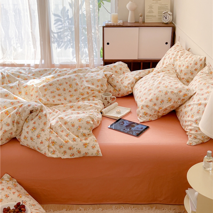 91家纺网 家纺一手货源 找家纺 棉眠 2023春夏新品纯棉复古花园四件套 罗宾娜