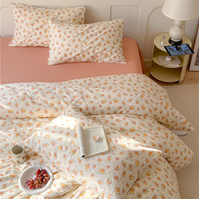 91家纺网 家纺一手货源 找家纺 棉眠 2023春夏新品纯棉复古花园四件套 罗宾娜