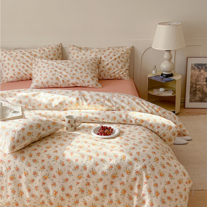 91家纺网 家纺一手货源 找家纺 棉眠 2023春夏新品纯棉复古花园四件套 罗宾娜