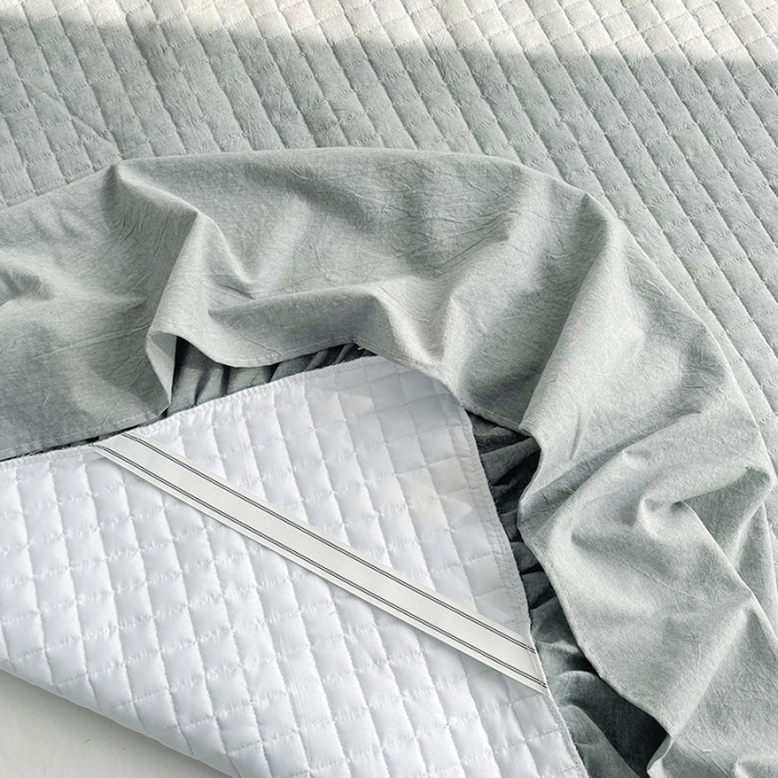 91家纺网 家纺一手货源 找家纺 忘忧草 2023新款全棉色织水洗棉床裙纯棉夹棉加厚纯色无印 格韵-灰色