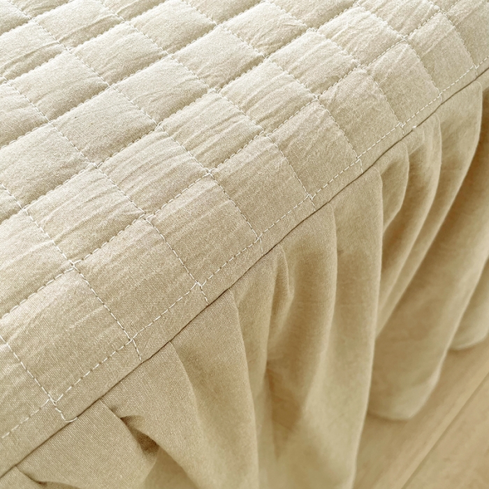 91家纺网 家纺一手货源 找家纺 忘忧草 2023新款全棉色织水洗棉床裙纯棉夹棉加厚纯色无印 格韵-卡其