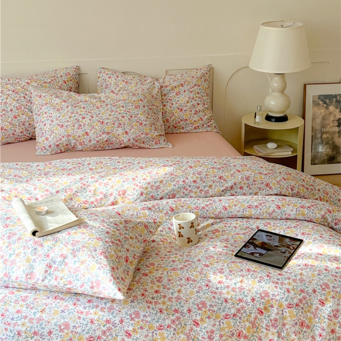 91家纺网 家纺一手货源 找家纺 棉眠 2023春夏新品纯棉复古花园四件套 茉莉