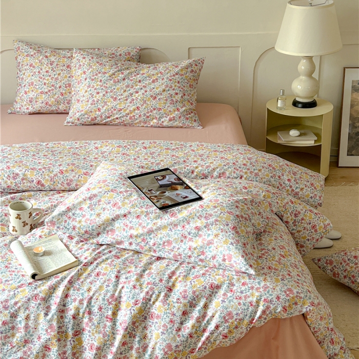 91家纺网 家纺一手货源 找家纺 棉眠 2023春夏新品纯棉复古花园四件套 茉莉