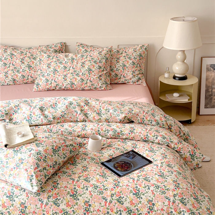 91家纺网 家纺一手货源 找家纺 棉眠 2023春夏新品纯棉复古花园四件套 沙朗公主