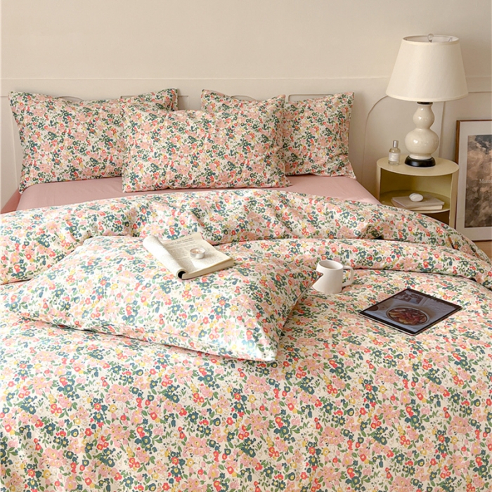 91家纺网 家纺一手货源 找家纺 棉眠 2023春夏新品纯棉复古花园四件套 沙朗公主