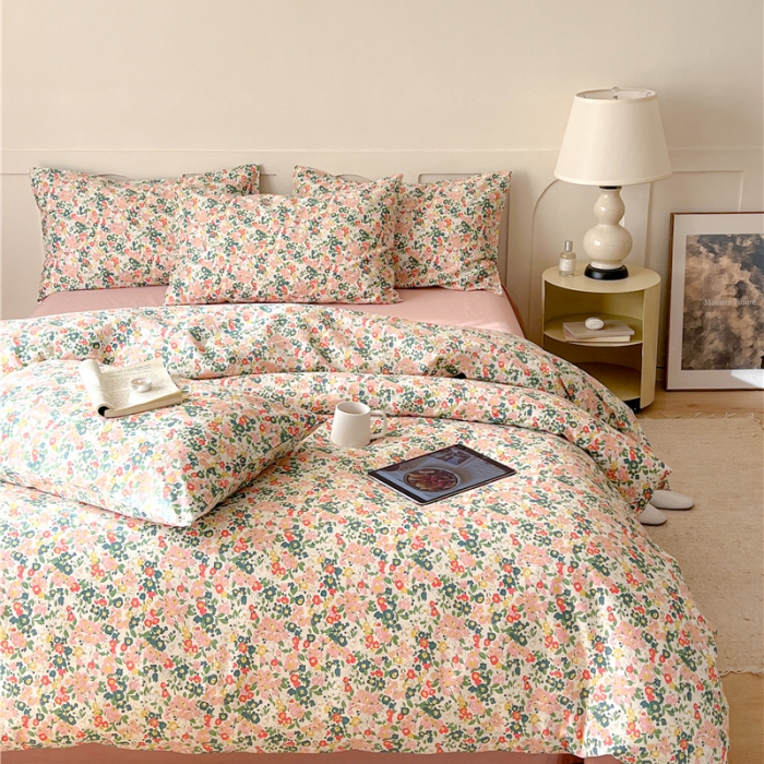 91家纺网 家纺一手货源 找家纺 棉眠 2023春夏新品纯棉复古花园四件套 沙朗公主