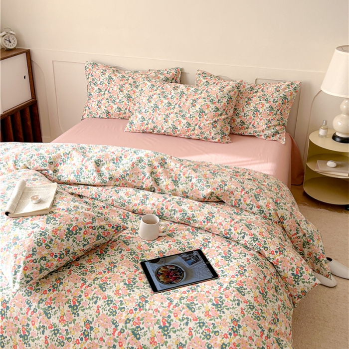 91家纺网 家纺一手货源 找家纺 棉眠 2023春夏新品纯棉复古花园四件套 沙朗公主