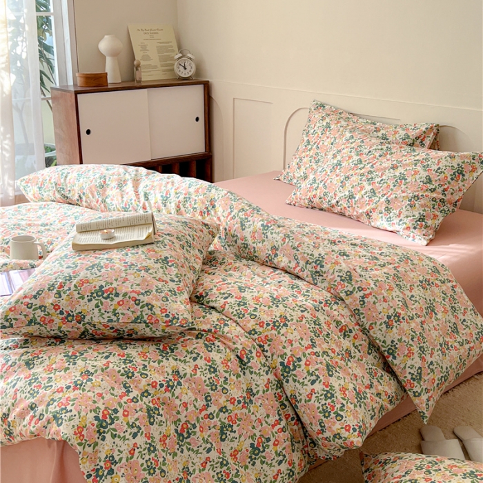 91家纺网 家纺一手货源 找家纺 棉眠 2023春夏新品纯棉复古花园四件套 沙朗公主