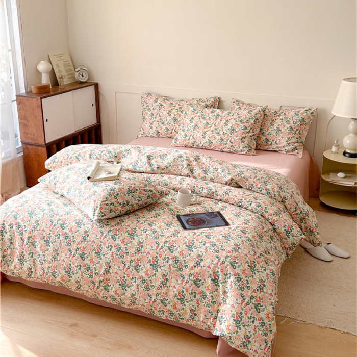 91家纺网 家纺一手货源 找家纺 棉眠 2023春夏新品纯棉复古花园四件套 沙朗公主