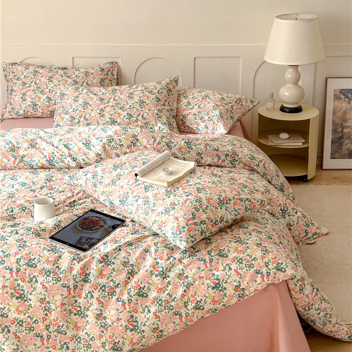 91家纺网 家纺一手货源 找家纺 棉眠 2023春夏新品纯棉复古花园四件套 沙朗公主