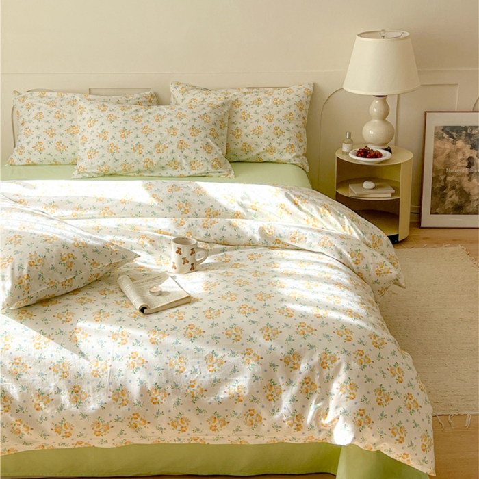 91家纺网 家纺一手货源 找家纺 棉眠 2023春夏新品纯棉复古花园四件套 洋兰