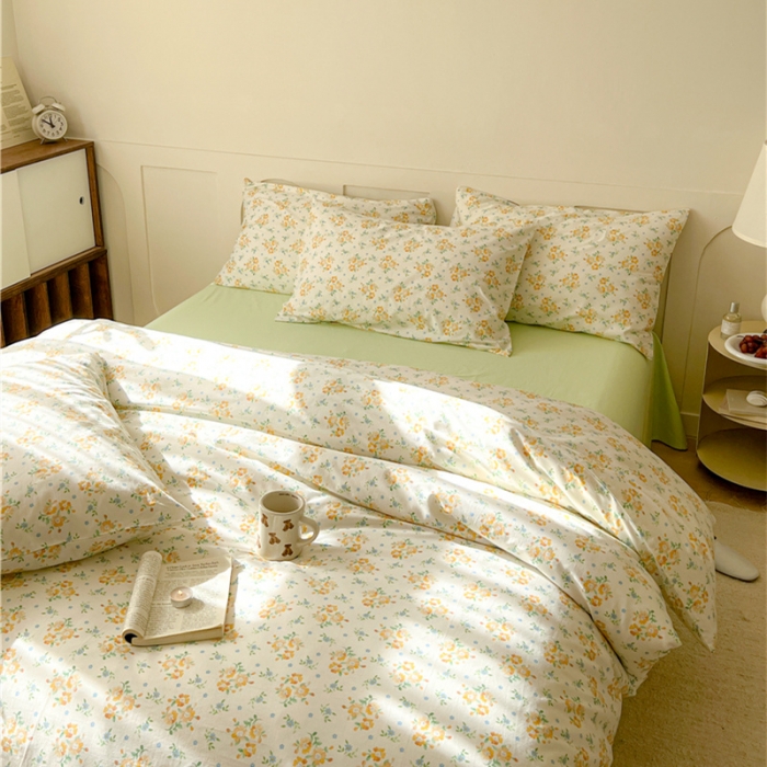 91家纺网 家纺一手货源 找家纺 棉眠 2023春夏新品纯棉复古花园四件套 洋兰