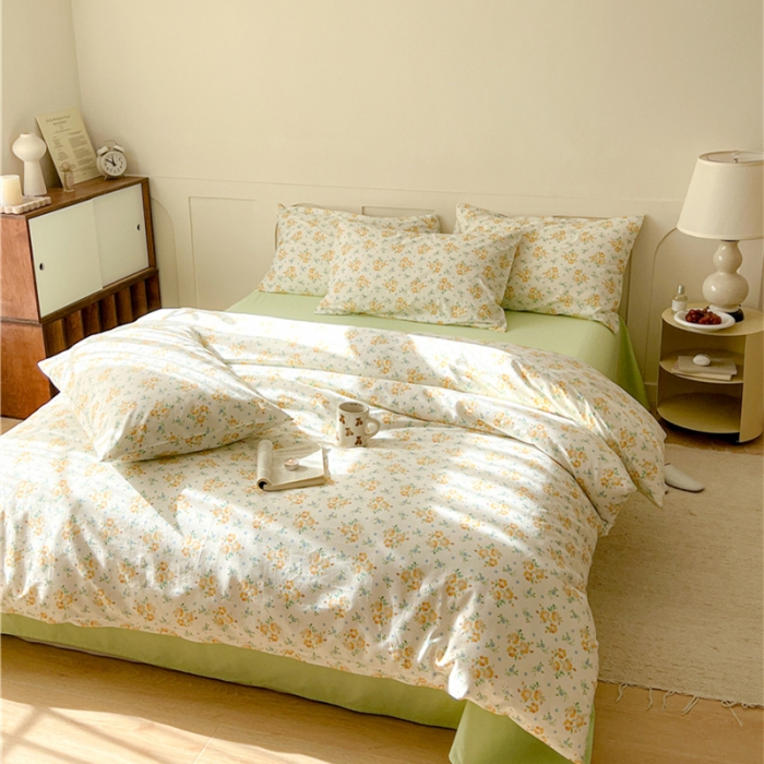 91家纺网 家纺一手货源 找家纺 棉眠 2023春夏新品纯棉复古花园四件套 洋兰