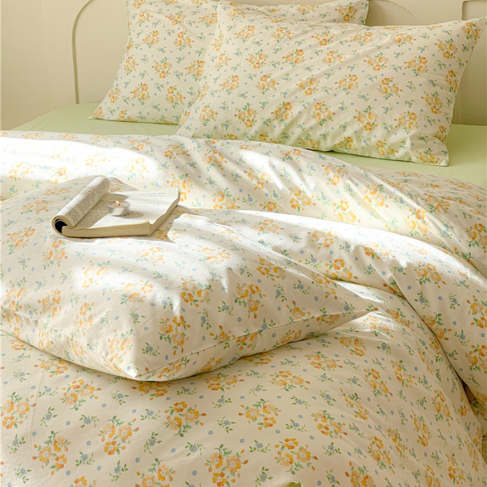 91家纺网 家纺一手货源 找家纺 棉眠 2023春夏新品纯棉复古花园四件套 洋兰