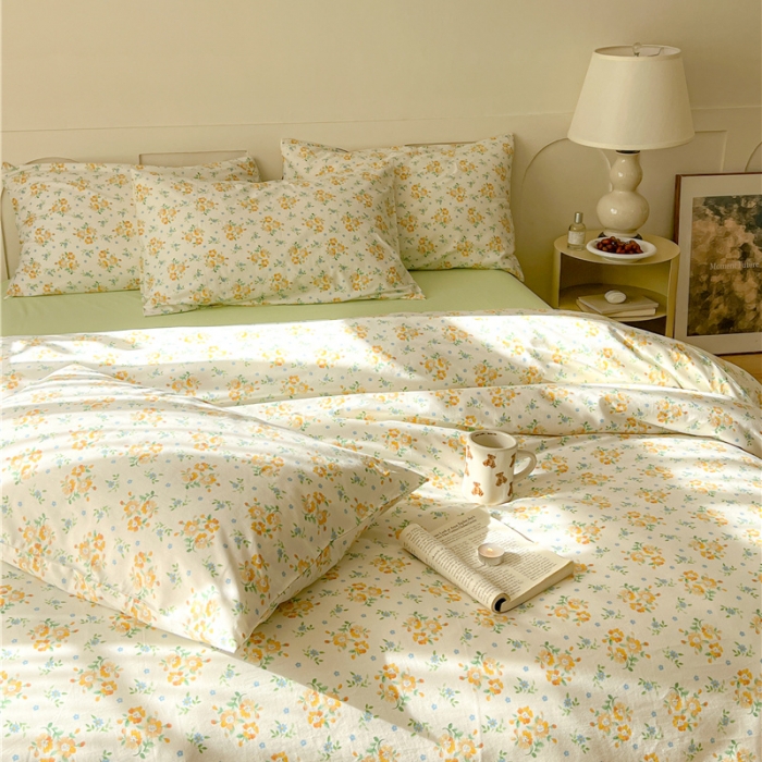 91家纺网 家纺一手货源 找家纺 棉眠 2023春夏新品纯棉复古花园四件套 洋兰