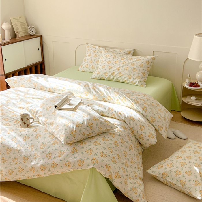 91家纺网 家纺一手货源 找家纺 棉眠 2023春夏新品纯棉复古花园四件套 洋兰