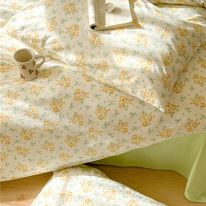 91家纺网 家纺一手货源 找家纺 棉眠 2023春夏新品纯棉复古花园四件套 洋兰