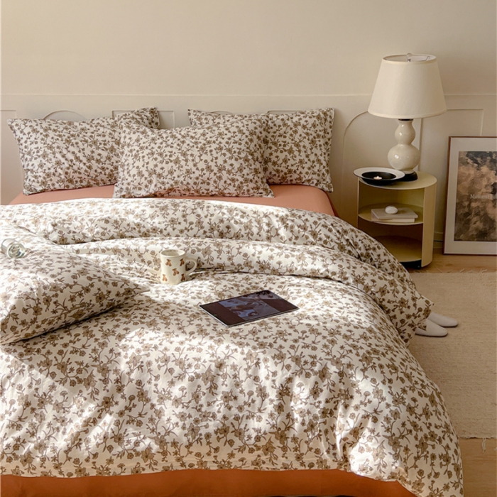 91家纺网 家纺一手货源 找家纺 棉眠 2023春夏新品纯棉复古花园四件套 尤加利