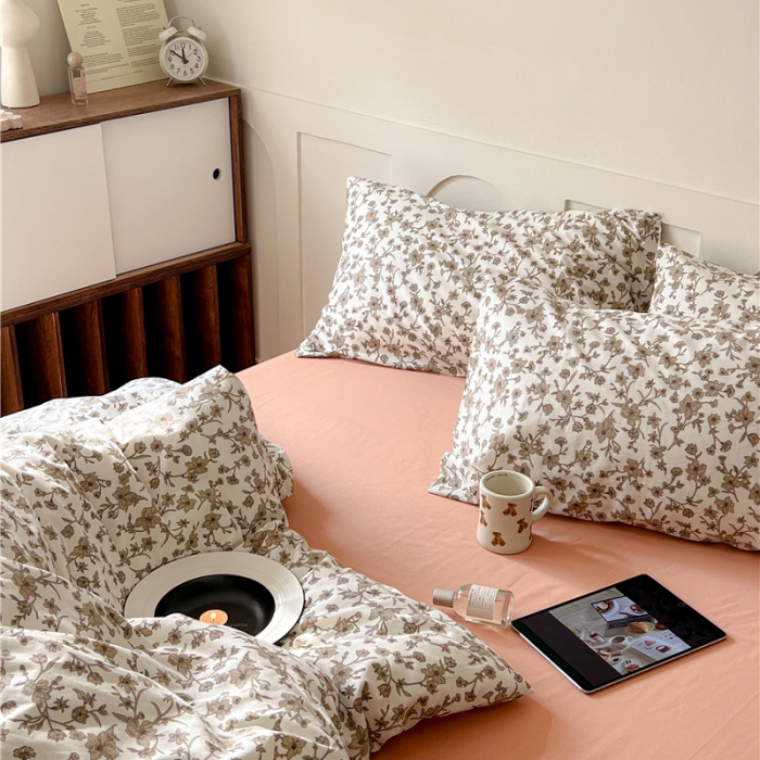 91家纺网 家纺一手货源 找家纺 棉眠 2023春夏新品纯棉复古花园四件套 尤加利