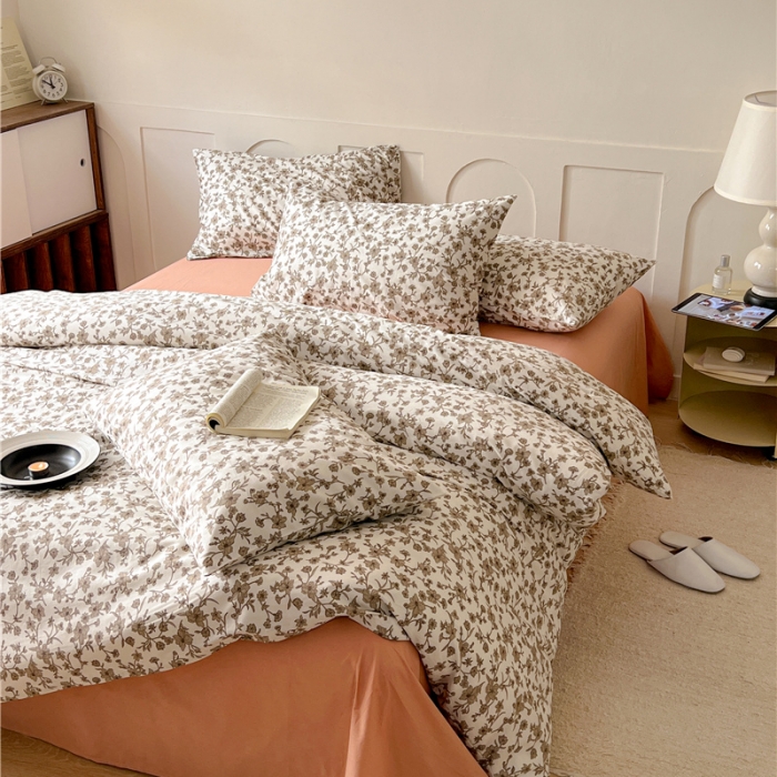 91家纺网 家纺一手货源 找家纺 棉眠 2023春夏新品纯棉复古花园四件套 尤加利