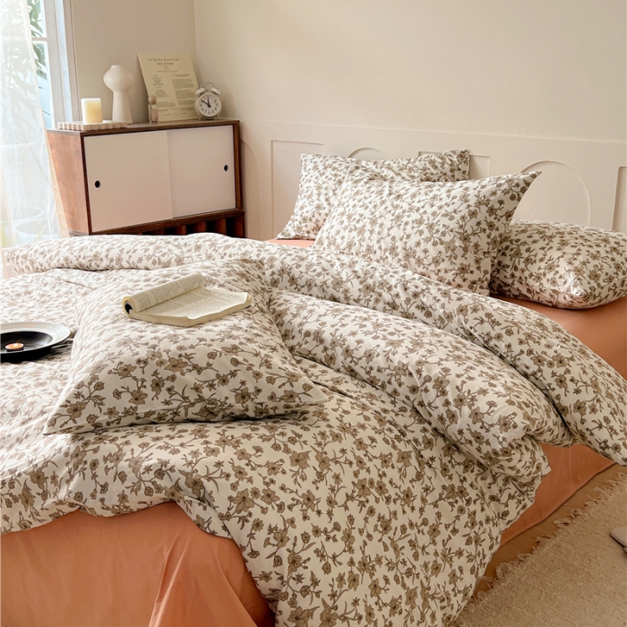 91家纺网 家纺一手货源 找家纺 棉眠 2023春夏新品纯棉复古花园四件套 尤加利