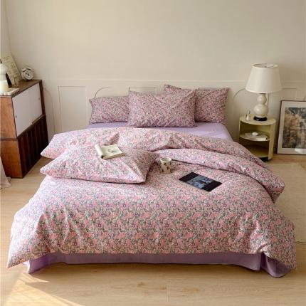 棉眠 2023春夏新品纯棉复古花园四件套 紫嫣