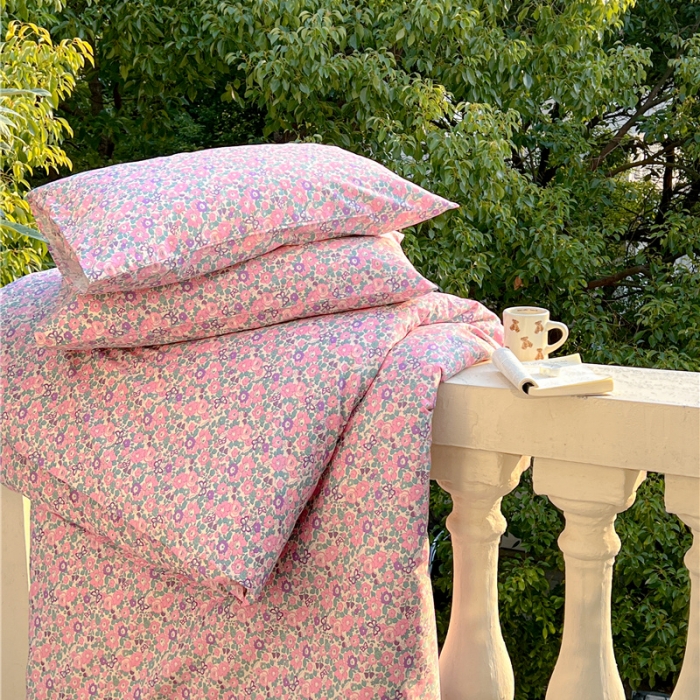 91家纺网 家纺一手货源 找家纺 棉眠 2023春夏新品纯棉复古花园四件套 紫嫣