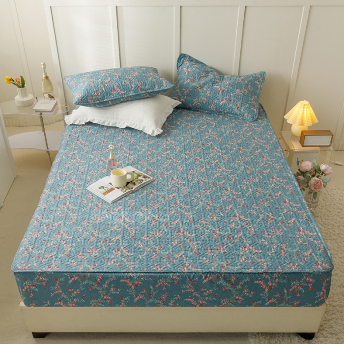 91家纺网 家纺一手货源 找家纺 忘忧草 2023新款全棉13372印花床笠纯棉小清新印花 雨萌