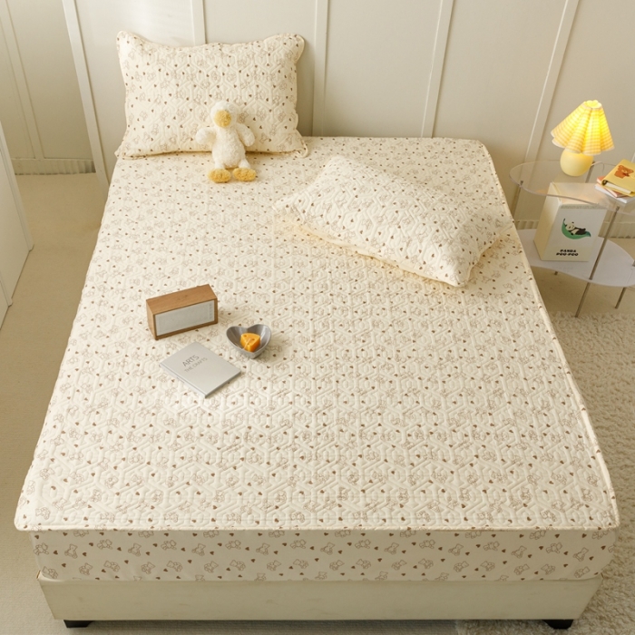 91家纺网 家纺一手货源 找家纺 忘忧草 2023新款全棉夹棉床笠纯棉印花小清新花卉系列 贝贝熊