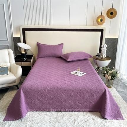 甜馨家居 2023新款双面斜纹纯棉麦穗床盖三件套 优雅紫
