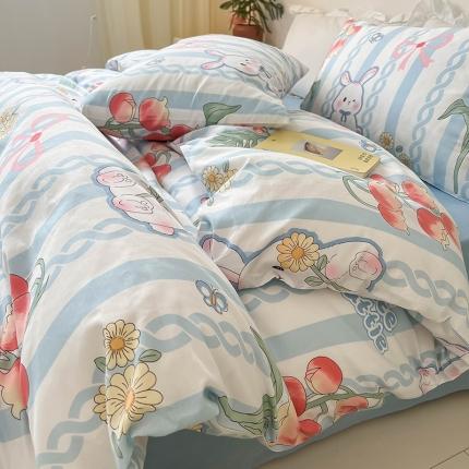 91家纺网 家纺一手货源 找家纺 红馆 2022新款12868全棉系列印花四件套 兔子