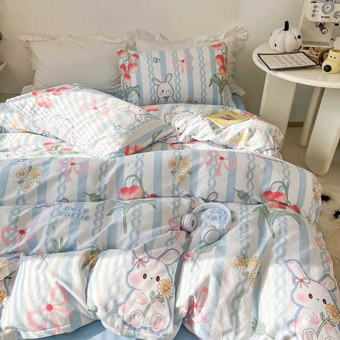 91家纺网 家纺一手货源 找家纺 红馆 2022新款12868全棉系列印花四件套 兔子