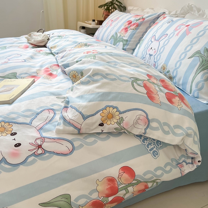 91家纺网 家纺一手货源 找家纺 红馆 2022新款12868全棉系列印花四件套 兔子