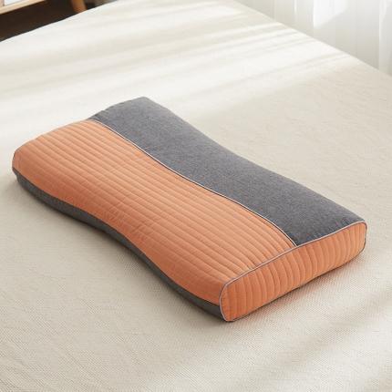 91家纺网 家纺一手货源 找家纺 乐可 2023新款全棉砂洗双拼荞麦枕头枕芯 橘粉色32*55cm