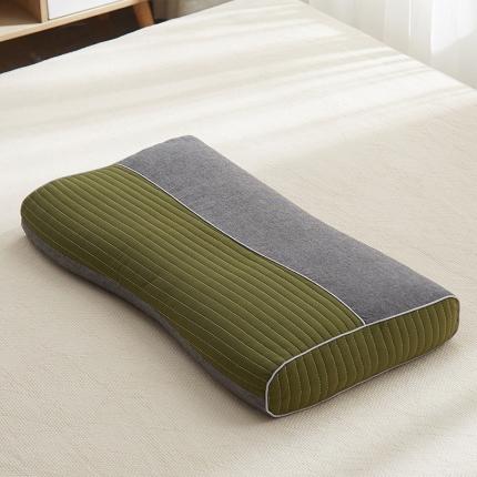 91家纺网 家纺一手货源 找家纺 乐可 2023新款全棉砂洗双拼荞麦枕头枕芯 森林绿32*55cm