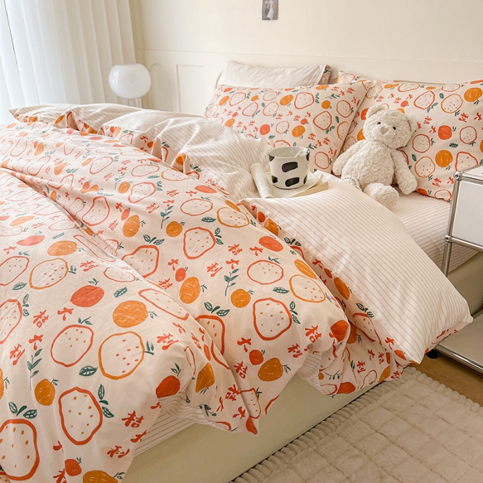 91家纺网 家纺一手货源 找家纺 希文 2023新款13372全棉印花四件套-恋语系列 大桔大利