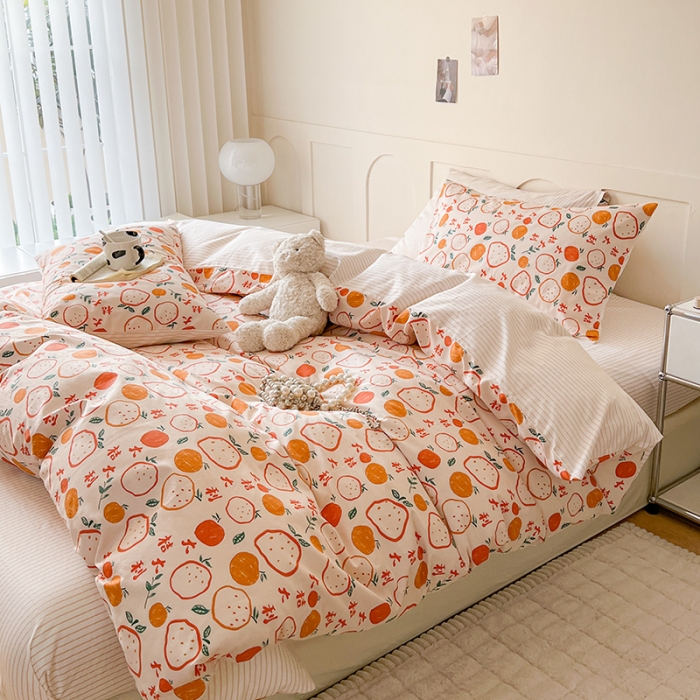 91家纺网 家纺一手货源 找家纺 希文 2023新款13372全棉印花四件套-恋语系列 大桔大利