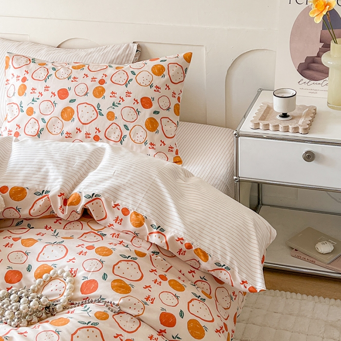 91家纺网 家纺一手货源 找家纺 希文 2023新款13372全棉印花四件套-恋语系列 大桔大利