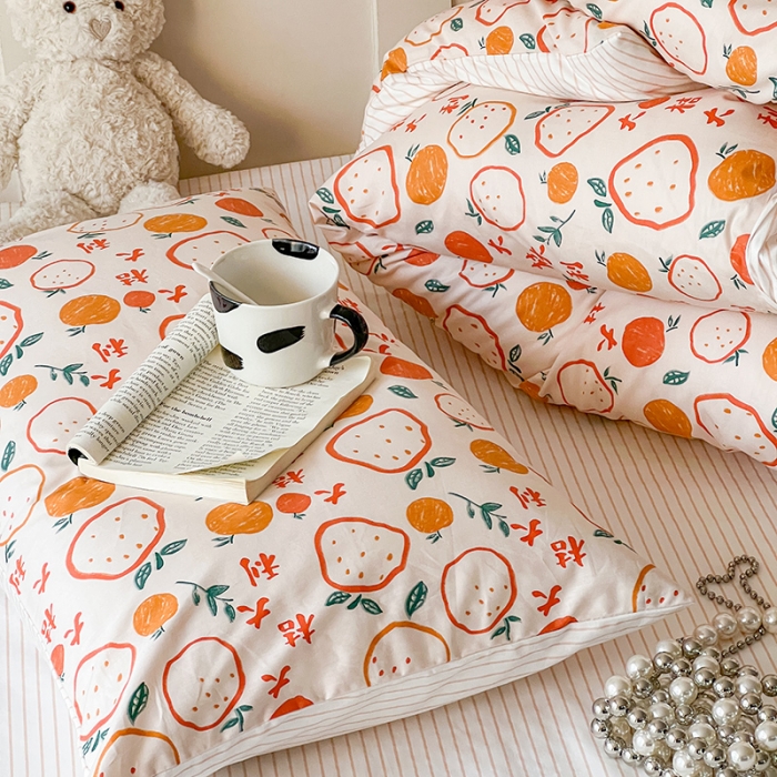 91家纺网 家纺一手货源 找家纺 希文 2023新款13372全棉印花四件套-恋语系列 大桔大利