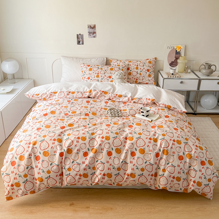 91家纺网 家纺一手货源 找家纺 希文 2023新款13372全棉印花四件套-恋语系列 大桔大利