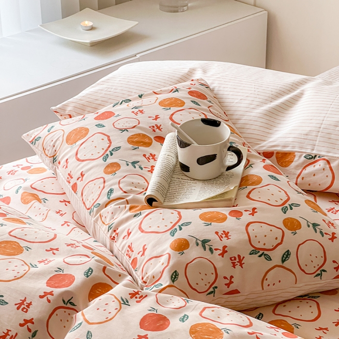 91家纺网 家纺一手货源 找家纺 希文 2023新款13372全棉印花四件套-恋语系列 大桔大利