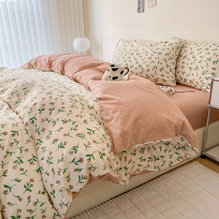 91家纺网 家纺一手货源 找家纺 希文 2023新款13372全棉印花四件套-恋语系列 凡尔赛