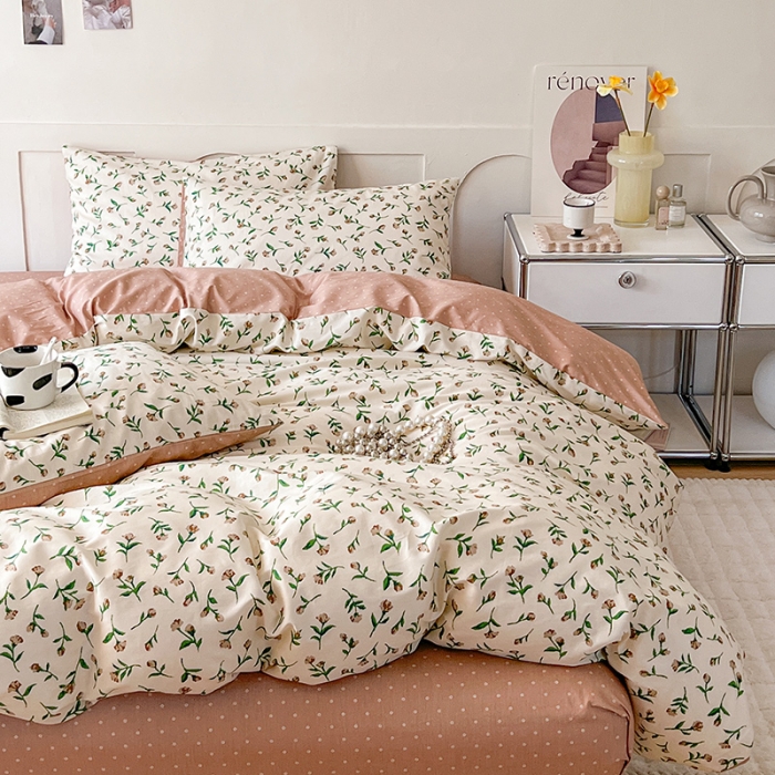 91家纺网 家纺一手货源 找家纺 希文 2023新款13372全棉印花四件套-恋语系列 凡尔赛