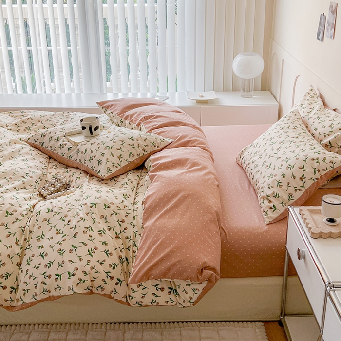 91家纺网 家纺一手货源 找家纺 希文 2023新款13372全棉印花四件套-恋语系列 凡尔赛